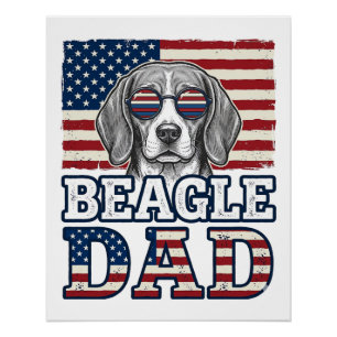 Ouderwetse Beagle Vader Patriottisch Hond Shirt On Perfect Poster