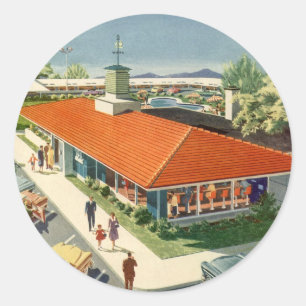Ouderwetse bedrijfs-, 50s familierestaurant diner ronde sticker