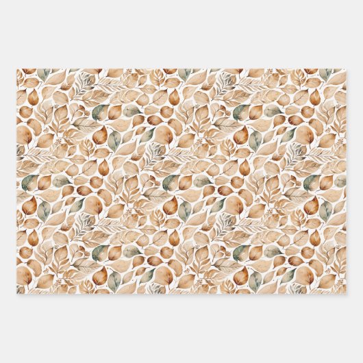 Ouderwetse Beige & Groene Botanische Inpakpapier Vel (Voorkant 3)