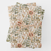 Ouderwetse Beige & Groene Botanische Inpakpapier Vel (In situ)