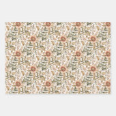 Ouderwetse Beige & Groene Botanische Inpakpapier Vel (Voorkant)