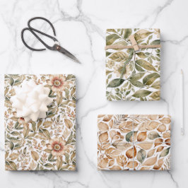 Ouderwetse Beige & Groene Botanische Inpakpapier Vel
