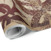 Ouderwetse Beige Textuur Wijnrood Bloemmotief Abst Cadeaupapier (Rol Hoek)