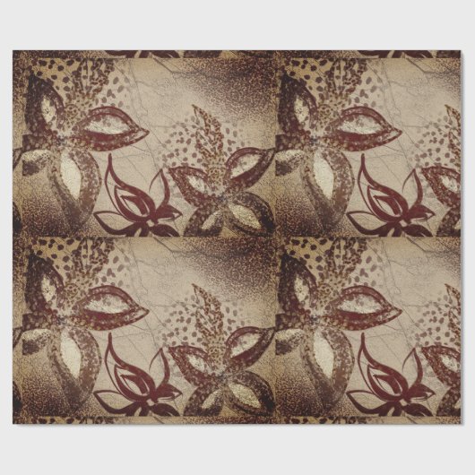 Ouderwetse Beige Textuur Wijnrood Bloemmotief Abst Cadeaupapier (Vlak)