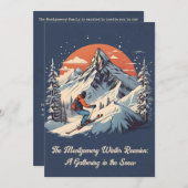 Ouderwetse bergdennen skien zonsondergang familier kaart (Voorkant / Achterkant)