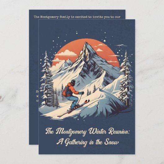 Ouderwetse bergdennen skivakantie zonsondergang fa kaart (Voorkant / Achterkant)
