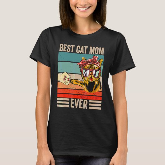 Ouderwetse Beste Kat Moeder Ooit Bots Vuist Moeder T-shirt (Voorkant)