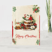 Ouderwetse blad bessen aquarel Prettig kerstfeest Kaart (Voorkant)