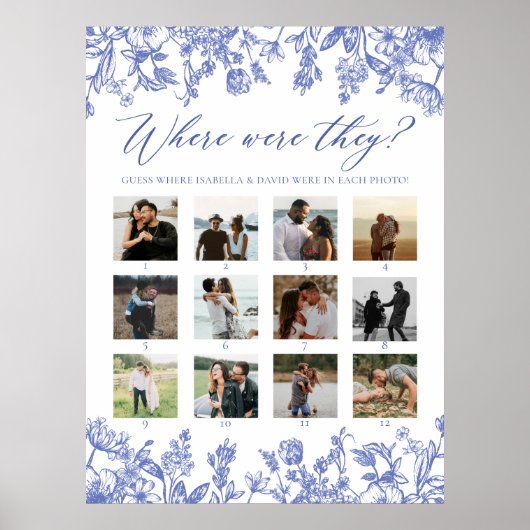 Ouderwetse Blauwe Bloemen Waar Waren Ze Bruidsmeis Poster (Voorkant)