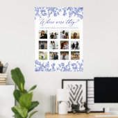 Ouderwetse Blauwe Bloemen Waar Waren Ze Bruidsmeis Poster (Thuiskantoor)