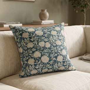 Ouderwetse Blauwe Botanische Bloemen Kussen