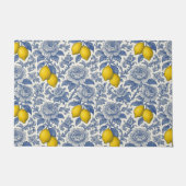 Ouderwetse Blauwe Citroen Botanische Patroon Deurmat (Voorkant)
