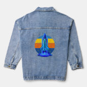 Ouderwetse Blauwe Spaceshuttle Ruimteschip Denim Jacket (Achterkant)