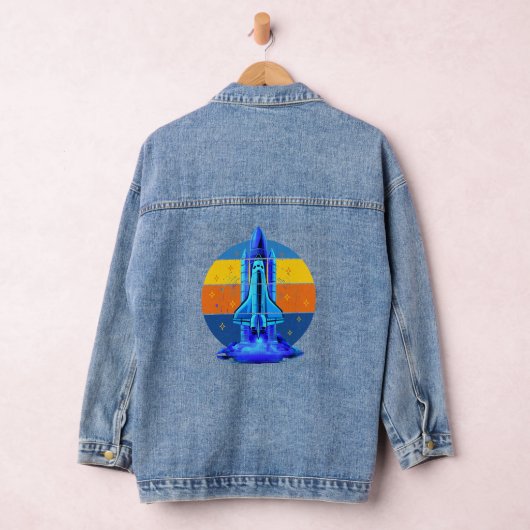 Ouderwetse Blauwe Spaceshuttle Ruimteschip Denim Jacket (Hangar)