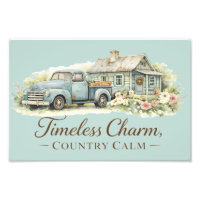 Ouderwetse Blauwe Truck Cottage Wilde Bloemen Kalm