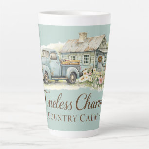 Ouderwetse Blauwe Truck Cottage Wilde Bloemen Rust Latte Mok