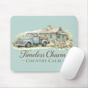 Ouderwetse Blauwe Truck Cottage Wilde Bloemen Rust Muismat