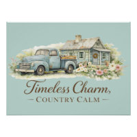 Ouderwetse Blauwe Truck Cottage Wilde Bloemen Rust