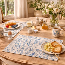 Ouderwetse Blauwe Wilde Bloem Franse Toile Patroon