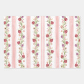 Ouderwetse bloem Coquette strik roze en rode bloem Inpakpapier Vel (Voorkant 3)