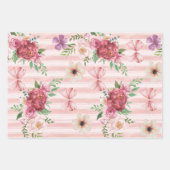 Ouderwetse bloem Coquette strik roze en rode bloem Inpakpapier Vel (Voorkant)