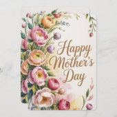 Ouderwetse bloem Moederdag kaart (Voorkant / Achterkant)