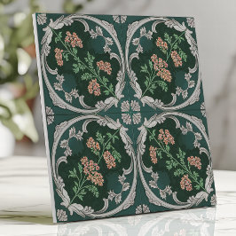 Ouderwetse Bloem Tegels Teal Groen Grijs Tegeltje