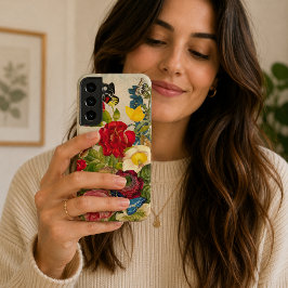 Ouderwetse bloemboeket met vlinders samsung galaxy hoesje