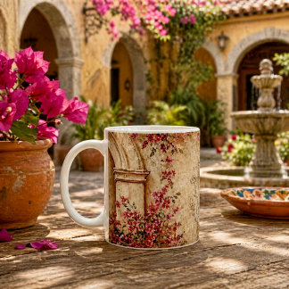 Ouderwetse Bloemboog Beige Botanische Textuur Koffiemok