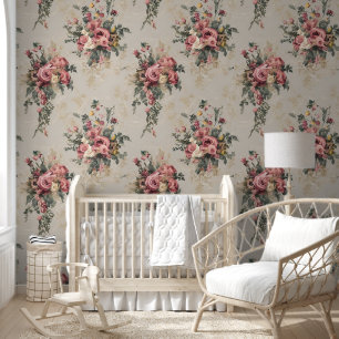 Ouderwetse bloemen behang