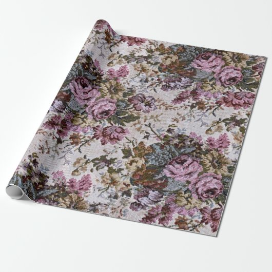 ouderwetse bloemen cadeaupapier (Uitgerold)