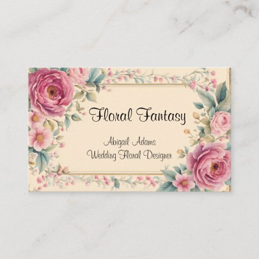 Ouderwetse bloemen en Lijst Visitekaartje (Voorkant)