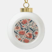 Ouderwetse Bloemen Keramische Bal Ornament (Voorkant)