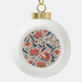 Ouderwetse Bloemen Keramische Bal Ornament