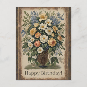 Ouderwetse bloemenboeket ansichtkaart briefkaart