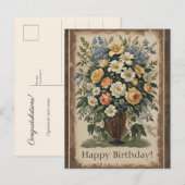 Ouderwetse bloemenboeket ansichtkaart briefkaart (Voorkant / Achterkant)