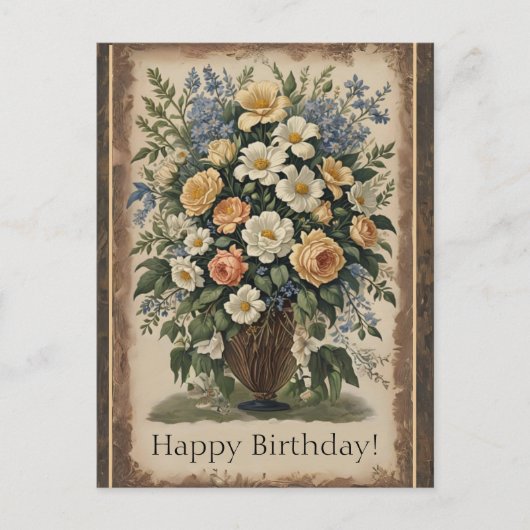 Ouderwetse bloemenboeket ansichtkaart briefkaart (Voorkant)