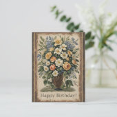 Ouderwetse bloemenboeket ansichtkaart briefkaart (Staand voorkant)