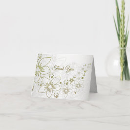 Ouderwetse Bloemgroen Patroon Elegante Trouw Bedankkaart