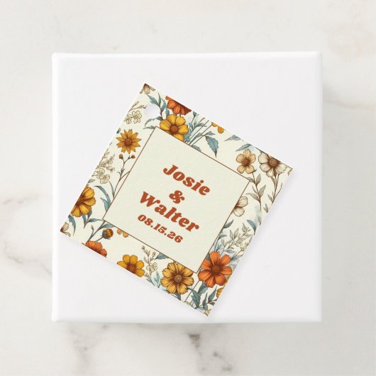 Ouderwetse Bloemige 70-er Jaren Geïnspireerde Tijd Bedankjes Labels (In situ)