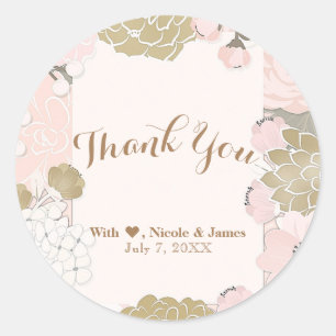 Ouderwetse Bloemige Botanische Glam Roze Roze & Go Ronde Sticker