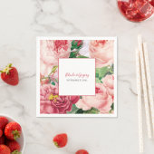 Ouderwetse Bloemige & Botanische Roze Rozen Trouwd Servet (Insitu)