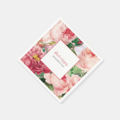 Ouderwetse Bloemige & Botanische Roze Rozen Trouwd Servet (Hoek)