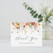 Ouderwetse Bloemige Bruiloft Dank Je Bedankkaart (Staand voorkant)