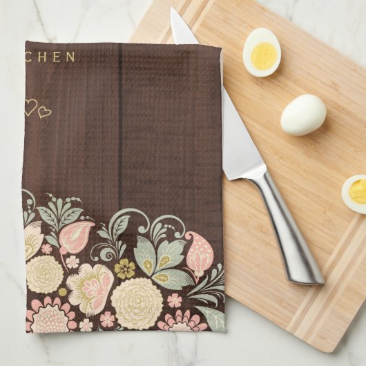 Ouderwetse bloemige elegante rustieke country theedoek (Quarter Fold)