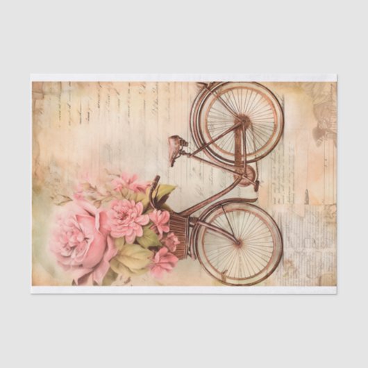 Ouderwetse bloemige fietsontwerp, Retro Tissuepapier (Voorkant)