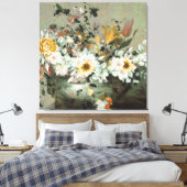 Ouderwetse bloemige herfst achtergrond canvas afdruk (Insitu (Slaapkamer))