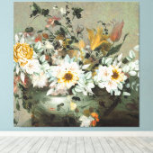 Ouderwetse bloemige herfst achtergrond canvas afdruk (Insitu (Houten vloer))