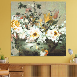 Ouderwetse bloemige herfst achtergrond canvas afdruk
