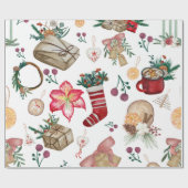 Ouderwetse bloemige Kerst Comfort Vakantie Seizoen Cadeaupapier (Vlak)